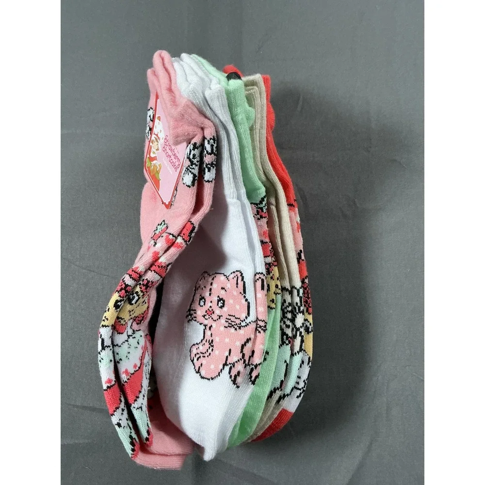 Strawberry Shortcake Womens Ankle Socks 5 Pair Pink Red‎ Green Size 4-10 AD0164